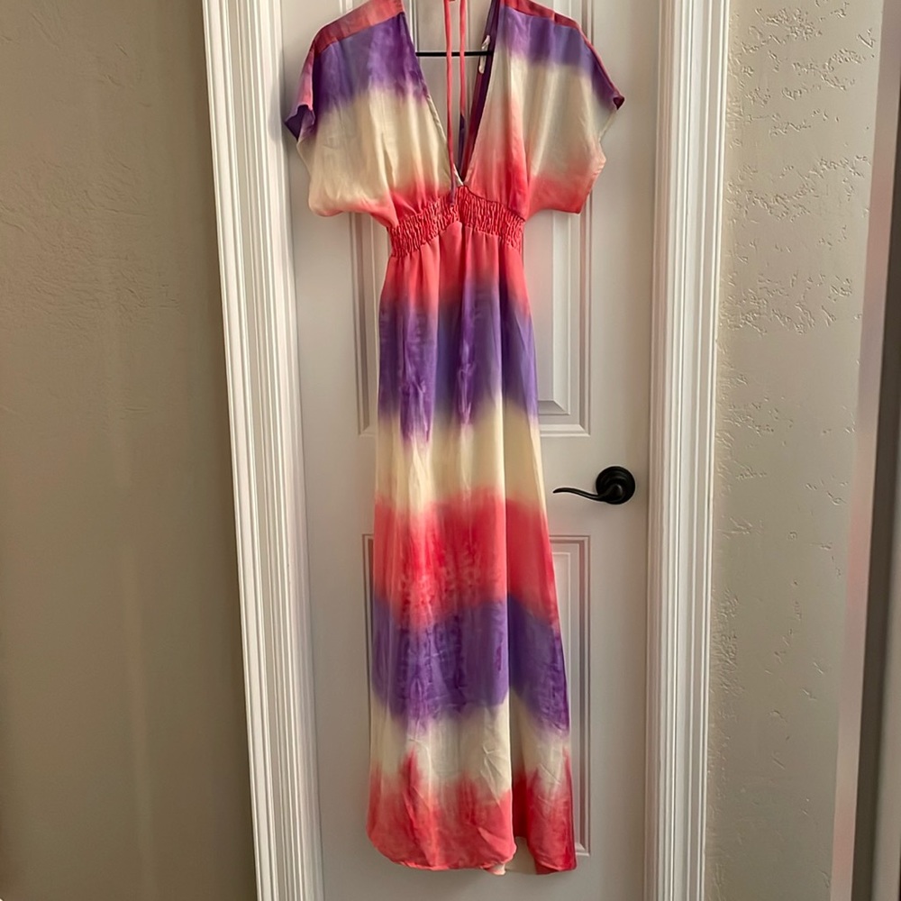 Peach love colorful summer long dress